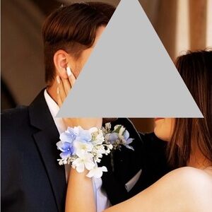 Blue and white wrist corsage. Handmade/skap bracelet corsage.